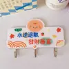 Gancho creativo de tres ganchos con dibujos animados, bonito gancho adhesivo para colgar en la pared o la puerta, para dormitorio de estudiantes, sin perforaciones ni marcas