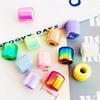 Cuentas de barril rectas de acrílico de alta calidad con baño de color UV, embrión inferior pintado a mano, material para accesorios de joyería para llavero de cadena para teléfono móvil DIY