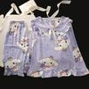 Pijamas de primavera y otoño para niñas de manga larga con cuello de muñeca, conjunto de ropa para el hogar para bebés y niñas con dibujos animados dulces y lindos