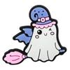 Zuecos Lindos de Fantasma Pequeño Zapato Flor Dibujo Animado Halloween Hebilla Decorativa en la Parte Superior Goma Suave de PVC Accesorios para Zuecos