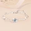Pulsera de Plata de Ley S925 Más Vendida Transfronteriza Copo de Nieve Simple para Mujer Moda Color D Moissanita de 1 Quilate Joyería al por Mayor