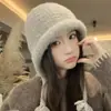 Chapéu de Tricô Simples Versátil Cor Lisa Estilo Coreano com Franjas Feminino Outono Inverno Novo Quente e à Prova de Frio Chapéu de Puxar Chapéu de Lã