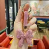 Llavero de Lazo de Pedrería Creativo Transfronterizo, Colgante de Bolso de Moda de Lujo Ligero, Adorno para Llavero de Coche