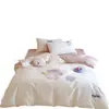 Juego de cuatro piezas estilo caricatura, fresco y sencillo, 100% algodón de fibra larga, sábana y funda de edredón 100% algodón puro, ropa de cama para niños
