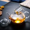 Tetera con filtro de vidrio engrosado, tetera de vidrio de borosilicato alto, tetera pequeña de una sola tetera, juego de té de Kung Fu para el hogar
