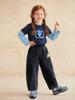 Roupas Infantis Amila Outono 2025 Novo Jeans para Meninas Estilo Wide-Leg com Decoração de Flores Calças Compridas Infantis