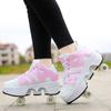 Niños y Adolescentes Niños y Niñas Zapatos de Deformación Patines de Cuatro Ruedas de Doble Propósito Zapatos con Ruedas Patines