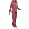 Traje Casual Holgado Simple de Color Sólido Estilo Europeo y Americano para Mujer 2026, Ropa de Casa Texturizada con Cordón para Mujer de Otoño