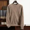 Suéter de Punto Base Grueso de Cachemira con Cuello Redondo para Hombre 2026 Otoño e Invierno Nuevo Suéter Pulóver Casual de Negocios para Personas de Mediana Edad