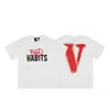 VLONE FOG Trendy Brand Big V Mother Logo Cherry Blossom Manga curta Esboço Bordado Lip Print Graffiti Print Camiseta