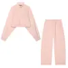 Roupas Femininas Transfronteiriças 2026 Moda Europeia e Americana Casual Jaqueta de Manga Longa com Zíper e Gola Alta + Conjunto de Calças para Mulheres E50566/67