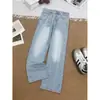 Jeans retro de pierna ancha en azul lavado para hombre, adelgazantes y versátiles, pantalones rectos holgados, nuevo estilo casual moderno 2026