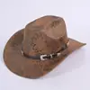 Fivela de Cinto Europeia e Americana Transfronteiriça Padrão Cobra Chapéu de Cowboy Ocidental Chapéu Versátil para Exterior Circunferência da Cabeça Grande Emagrecimento Facial Fedora Retrô