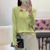 Solapa mujer adelgazante reductor de edad nuevo estilo abrigo punto manga larga capa base cárdigan de punto de lana primavera y otoño tejido fino color liso