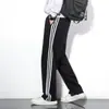 Pantalones deportivos de tres rayas, pantalones casuales de primavera, otoño, verano, pantalones unisex holgados de pierna recta, pantalones harén para jóvenes estudiantes