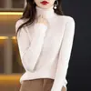Suéter Básico de Cuello Alto de Manga Larga con Aberturas Ajustado al Cuerpo para Mujer Color Sólido Adelgazante Corto Cálido Suéter Interior Top para Mujer