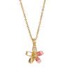 Collar para Mujer, Cobre Chapado en Oro con Flor Pintura al Óleo Incrustada de Circonita, Cadena de Clavícula de Acero de Titanio Moderna y Versátil Joyería al por Mayor