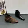 Botines de tacón bajo para mujer con hebilla cuadrada, nueva colección otoño/invierno 2026, estilizan, versátiles para el trabajo, con plantilla oculta para aumentar la altura