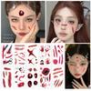Nuevas Calcomanías de Tatuajes de Cicatrices de Halloween Transfronterizas, Heridas Aterradoras, Cicatrices, Maquillaje de Halloween, Calcomanías de Tatuajes Faciales