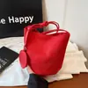 Bolso de Hombro de Terciopelo Retro, Bolso Cubo, Bolso de Axila, Moda para Mujer, Casual, Bolso de Mano Simple y Versátil, Bolso Tote Pequeño