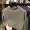 Nueva sudadera de cuello redondo de terciopelo alemán cepillado de doble cara para hombre de otoño e invierno, moderna, casual, versátil camisa básica para hombre