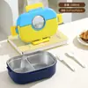 Set de Lonchera y Vaso de Agua de Aspecto Elevado para Estudiantes, Lonchera de Plástico Compartimentada Simple para Trabajadores de Oficina con Cubiertos de Tenedor y Cuchara