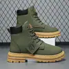 Botas Martin Plus Size Transfronteiriças Masculinas 2024 Inverno de Cano Alto Estilo Britânico Retrô Botas de Ruibarbo Aumentadas com Solado Espesso Botas de Ferramenta