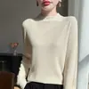 Suéter de punto para mujer, cuello semi-alto, color liso, capa base, suéter fino interior de otoño e invierno nuevo, top versátil