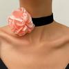 Colar de chocker de rosa de estilo europeu e americano transfronteiriço exagerado nicho elegante moda camélia pulseira feminina