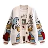 Abrigo Suéter Jacquard Estilo Japonés de Dibujos Animados para Mujer, Nueva Moda Otoño e Invierno, Estilo Perezoso, Corte Holgado, Cárdigan de Punto Versátil