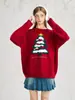 Suéter Bordado Árvore de Natal Peluda Estilo High Street Americano para Homens e Mulheres, Marca Tendência Outono e Inverno Gola Redonda Solto Par de Tricô