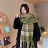 Bufanda de Imitación Cachemir a Cuadros Arcoíris Estilo Coreano 2025 para Mujer Otoño e Invierno Estudiante Pareja Mohair Bufanda Cálida Estilo Largo