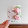 Nuevo Pasador de Tela para Niños Estilo Coreano con Flor de Rosa 3D Pinza para el Pelo, Lindo Pasador de Encaje Bordado Retro para Flequillo de Bebés