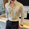 Nova Camisa Masculina de Veludo para a Primavera de 2026, Grossa, Amiga da Pele, Macia, Estampada Floral em Veludo Cotelê, de Alta Qualidade