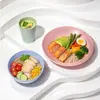 Amazon Patrón de Piedra Plástico PP Hogar Tazones para Comer Platos Vasos para 4 Personas Platos de Exterior Tazones de Sopa Vajilla Set Transfronterizo