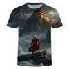 Camiseta de Manga Curta 2024 Hot Black Myth Goku Jogo Envolvente 2024 Verão Nova Solta Americana Masculina 3D
