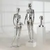 Tienda de Ropa Accesorios para Modelo Femenina Soporte de Exhibición Maniquí de Cuerpo Entero para Ventana Muñeco Modelo de Cuerpo Humano Artificial Plateado Galvanizado
