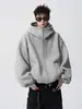 Suéter Tejido Autum 2025 Retro Americano Cleanfit para Hombres y Mujeres Cárdigan Holgado Casual con Cremallera Chaqueta con Capucha