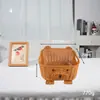 Cesta de Armazenamento Urso com Nariz Preto em Formato de Animal de Rattan Sintético, Cesta de Armazenamento Artesanal Fofa de Grande Capacidade, Cesta de Armazenamento para Mesa