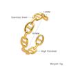 Pulseira de Ouro Retrô Europeia e Americana Pulseira Assimétrica de Aço Titânio Abertura em Forma de C Pulseira Ajustável de Aço Inoxidável para Mulheres