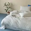 Juego de Cuatro Piezas Jacquard de Burbujas Blancas Estilo Ins Blogger Coreano, 100% Algodón Puro, 1.5m, Ropa de Cama Amigable con la Piel