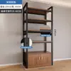 Estante de chão, armário de armazenamento tudo-em-um montado na parede para uso doméstico, estante de aço e madeira para sala de estar, estante simples