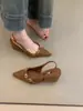 Sandálias Sem Salto Femininas Estilo Coreano Nicho Francês Salto Alto Sapatos Femininos Primavera Estilo Retrô Fivela Bico Fino Boca Rasa Salto Plataforma