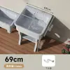 Fregadero de lavandería de piedra de cuarzo con tabla de lavar para uso interior y exterior, adecuado para patios de villas en planta baja y lavaderos de áticos, fregadero y lavabo integrados