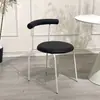 Silla de cuerno de arte de hierro nórdico, silla de comedor para el hogar, silla de maquillaje simple con respaldo, silla de escritorio, silla redonda pequeña informal de moda con cojín suave