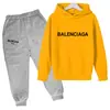 Temporada 9 de Estación Independiente 2024 Conjunto de Sudadera con Capucha para Niños Marca de Moda Letra BALENCIA Estilo Urbano Forro Polar Wei Yi Tong T