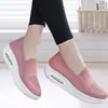 Zapatos de Mujer Transfronterizos, Zapatos Casuales de Malla Tejida Fly-Knit Transpirables de Nuevo Estilo, Zapatos sin Cordones Slip-On, Zapatos Deportivos de Mujer con Suela Gruesa