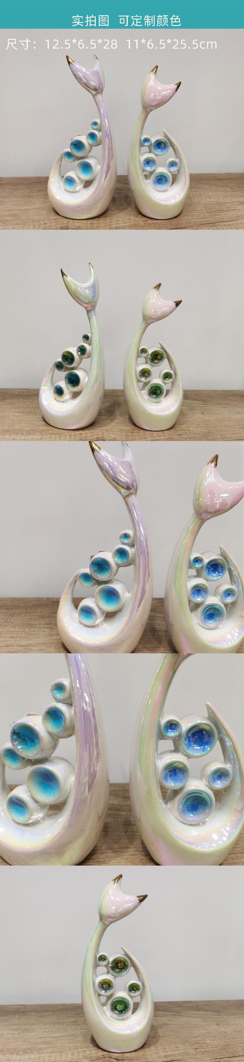 Pair of Cat Ceramic Home Decor Crafts一对可爱猫咪陶瓷摆件