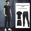 Roupa desportiva masculina roupa de treino equipamento de corrida roupa de secagem rápida basquetebol meias elásticas alta sala de treino matinal correndo roupas manga comprida