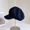 Boina de Mezclilla con Lentejuelas y Pedrería de Alta Resistencia para Mujer, Sombrero Octagonal Versátil Vintage de Otoño, Gorra de Periódico de Moda, Tendencia de Sombrero de Artista